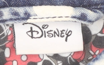 Disney Women’s Blue Sleeveless Denim Mickey Mouse Button-Up Shirt Size 12