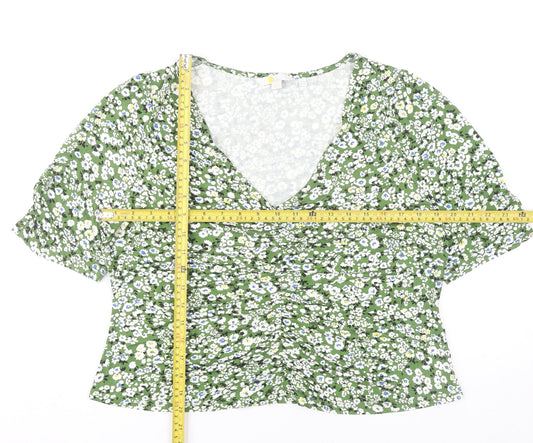 Boden Womens Green Floral Viscose Tunic Blouse Top UK 18 Short Sleeve