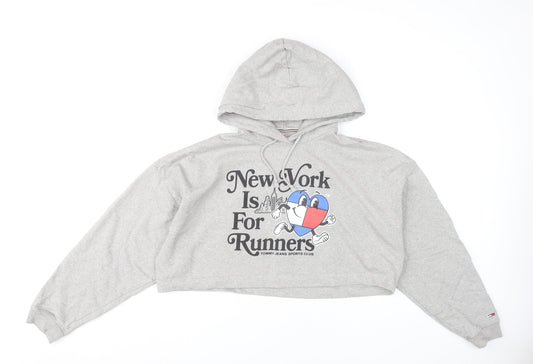 Tommy Jeans Womens Grey XL Cropped Hoodie New York Graphic Cotton