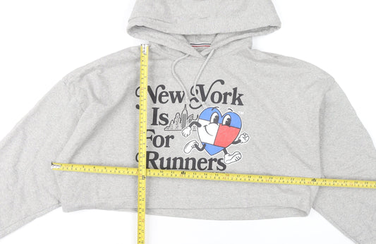 Tommy Jeans Womens Grey XL Cropped Hoodie New York Graphic Cotton