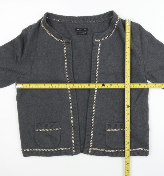 Massimo Dutti Womens Grey Wool Cashmere Cardigan L Workwear
