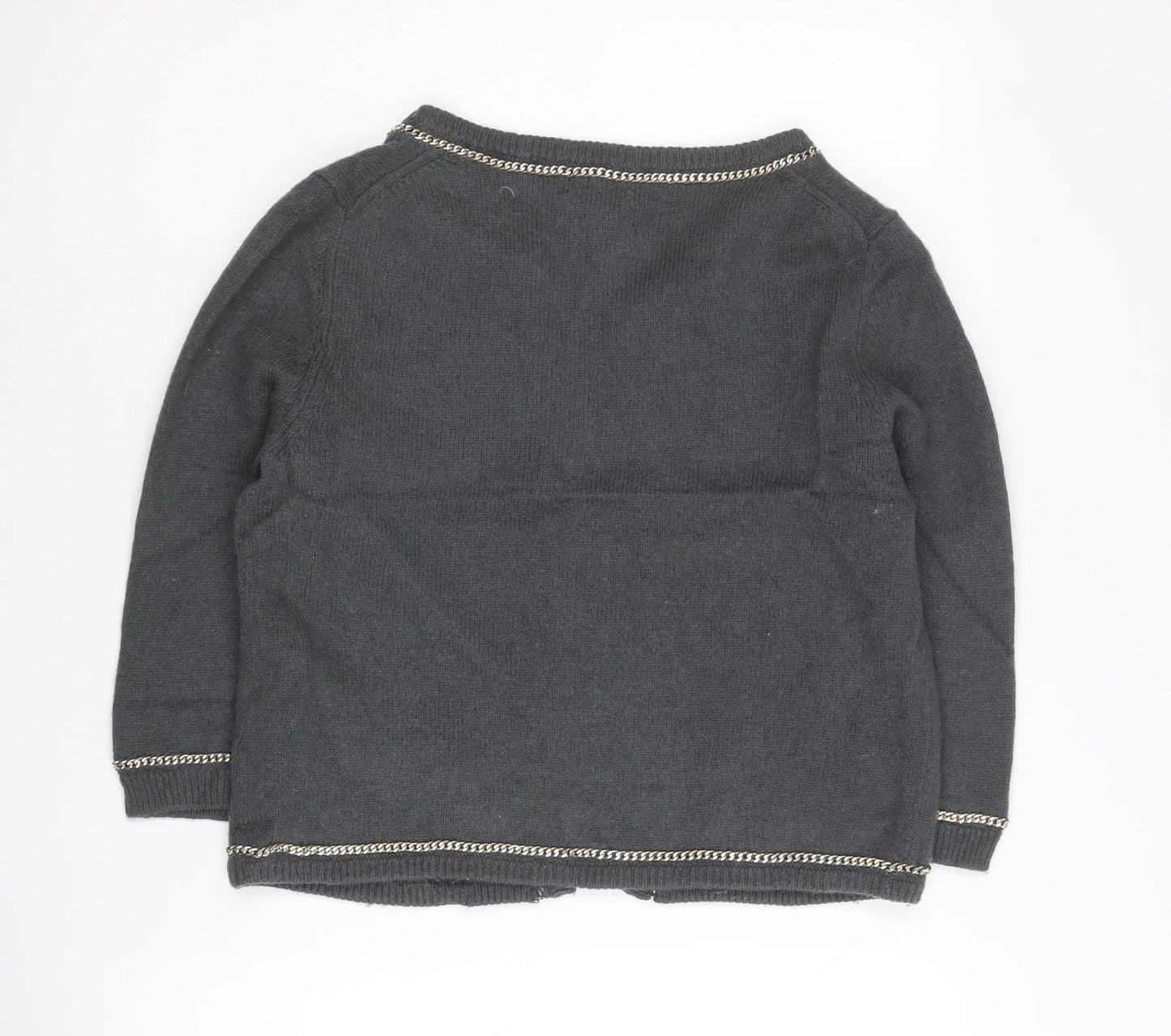 Massimo Dutti Womens Grey Wool Cashmere Cardigan L Workwear