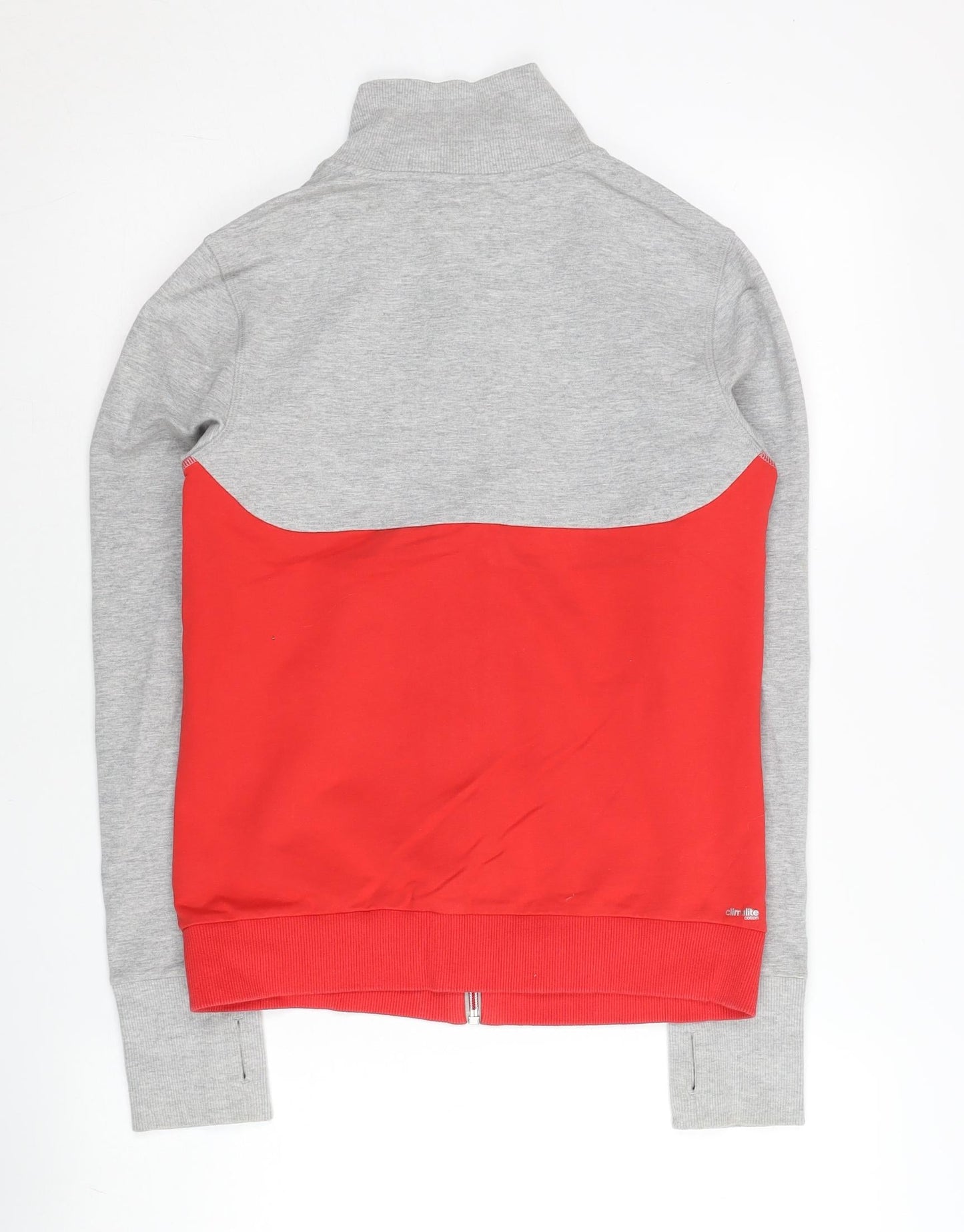 Adidas Womens Red Grey Track Jacket Size 10 Full Zip Activewear
