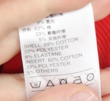 Adidas Womens Red Grey Track Jacket Size 10 Full Zip Activewear