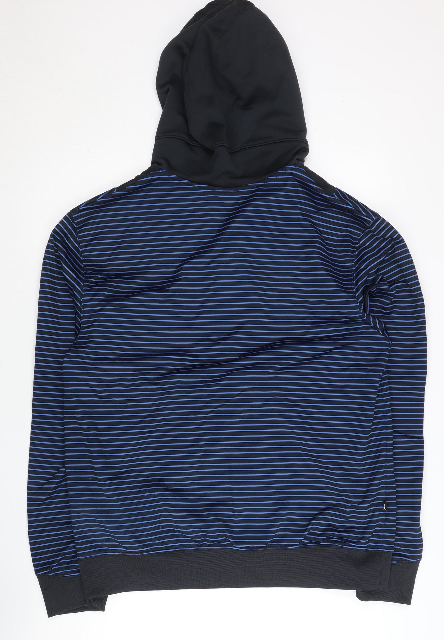 Nike Men’s Black Blue Striped Full Zip Hoodie XL Dri-Fit