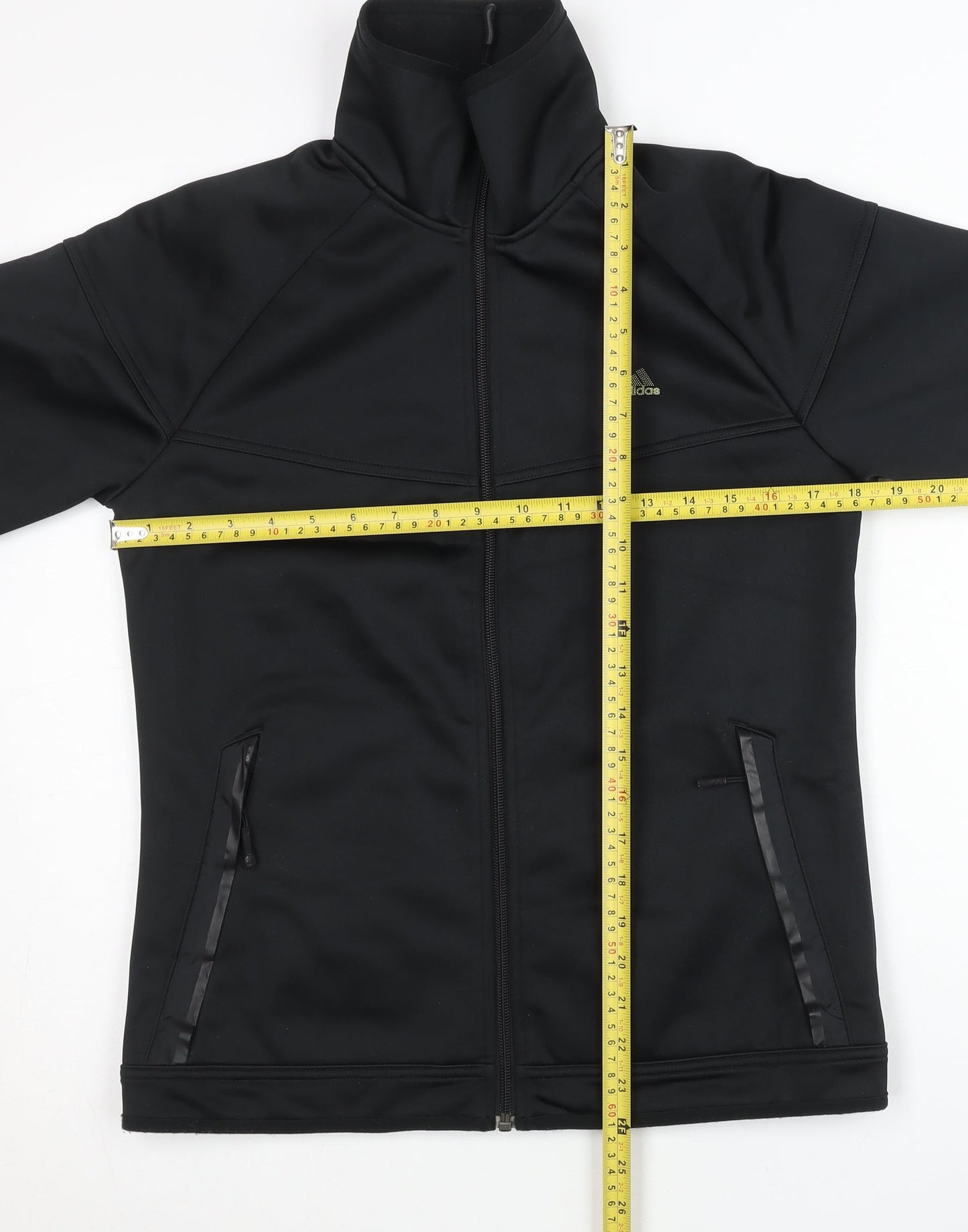 Adidas Womens Black Size 10 Slim Fit Track Jacket Full Zip