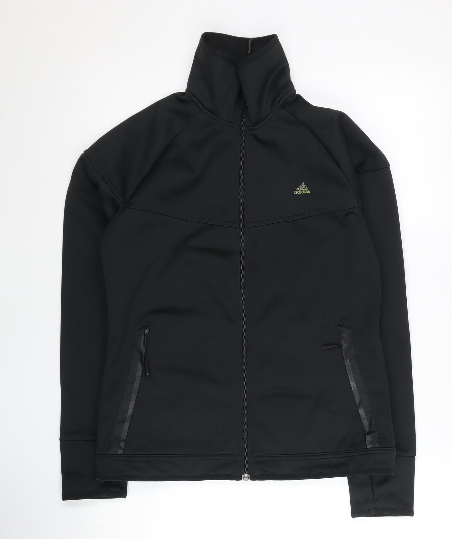 Adidas Womens Black Size 10 Slim Fit Track Jacket Full Zip