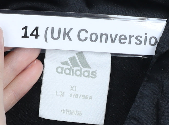 Adidas Womens Black Full Zip Hoodie Size 14 UK Sports Activewear