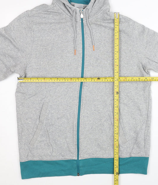 Adidas Men’s Grey Full Zip Hoodie L Regular Cotton Blend