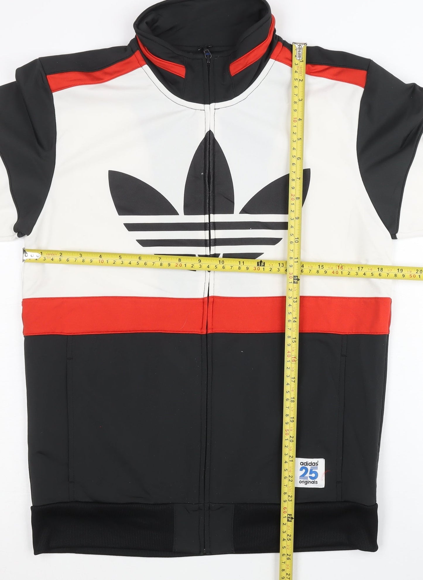 Adidas Men's Black Red White Track Jacket S Logo Full Zip Activewear