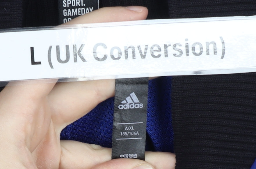 Adidas Men's Blue Varsity Jacket Size L Regular Fit Zip Sportswear