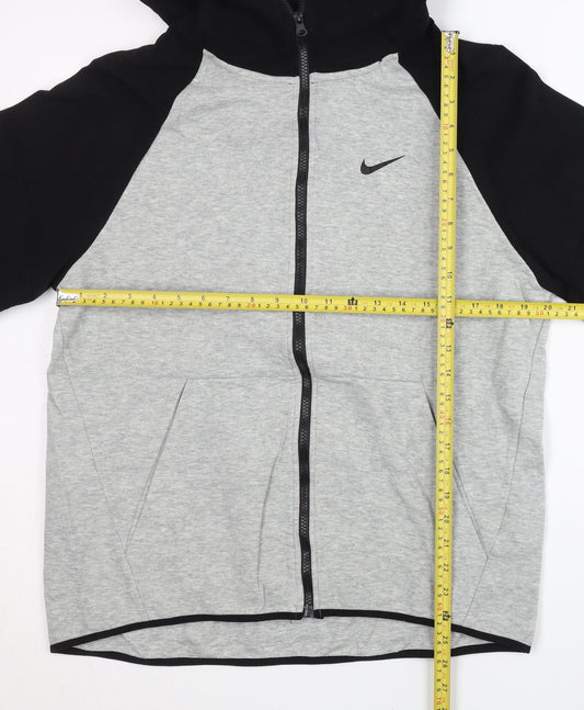 Nike Mens XL Grey Black Full Zip Hoodie Jacket Regular Fit