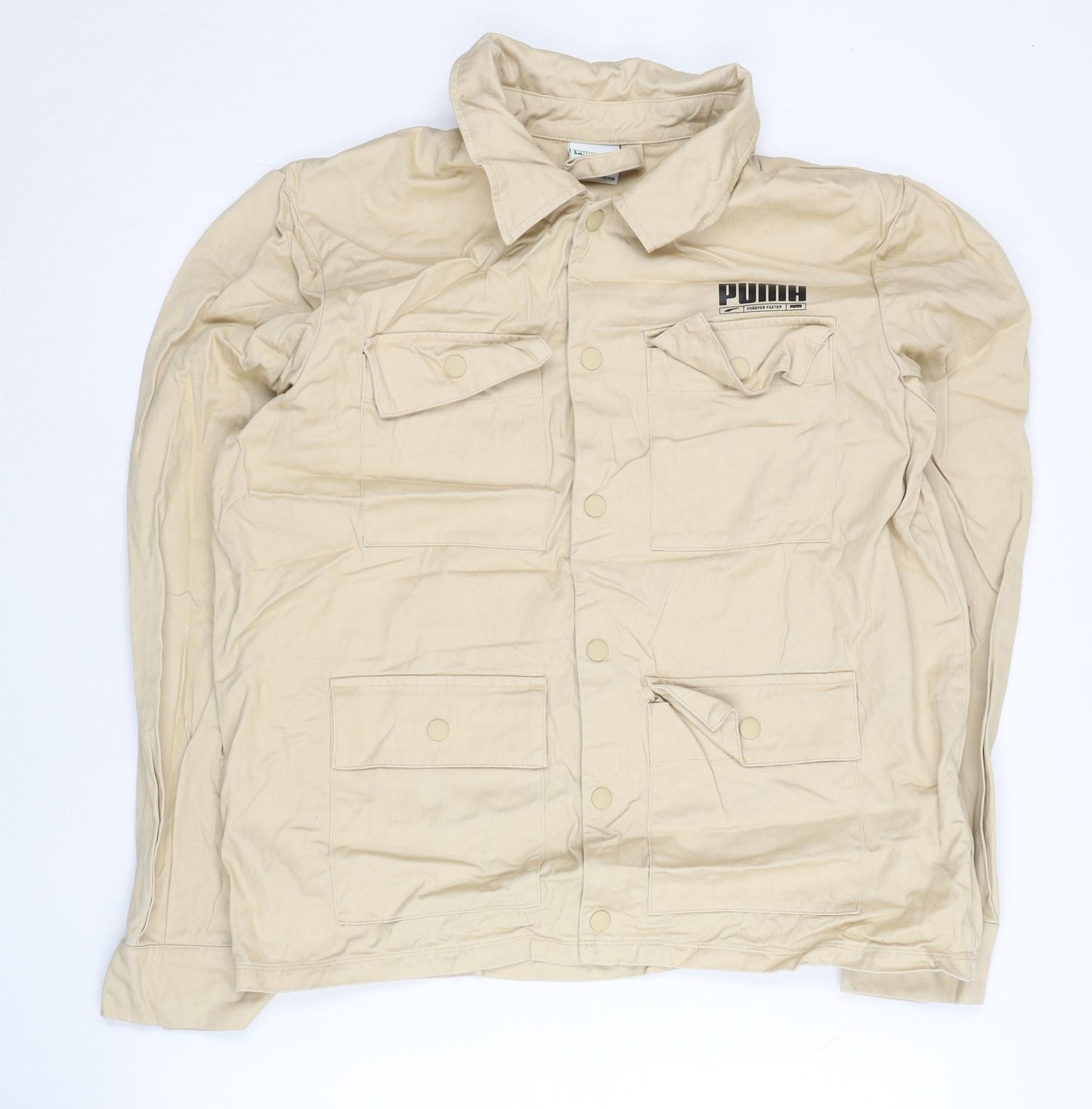 Puma Mens Beige Utility Jacket Size S Cotton Casual Sportswear
