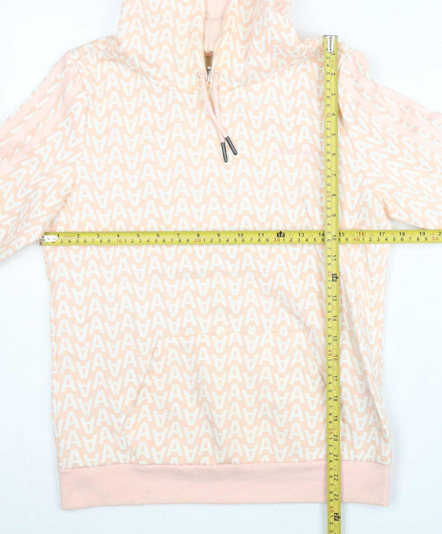 Adidas Womens Pink Logo Hoodie UK 10 Pullover Cotton Blend