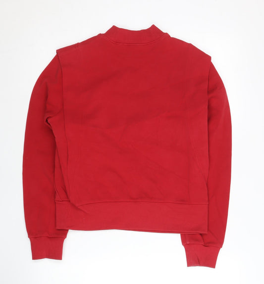 Fila Womens Red Sweatshirt UK 6 Cotton Blend Floral Logo Pullover