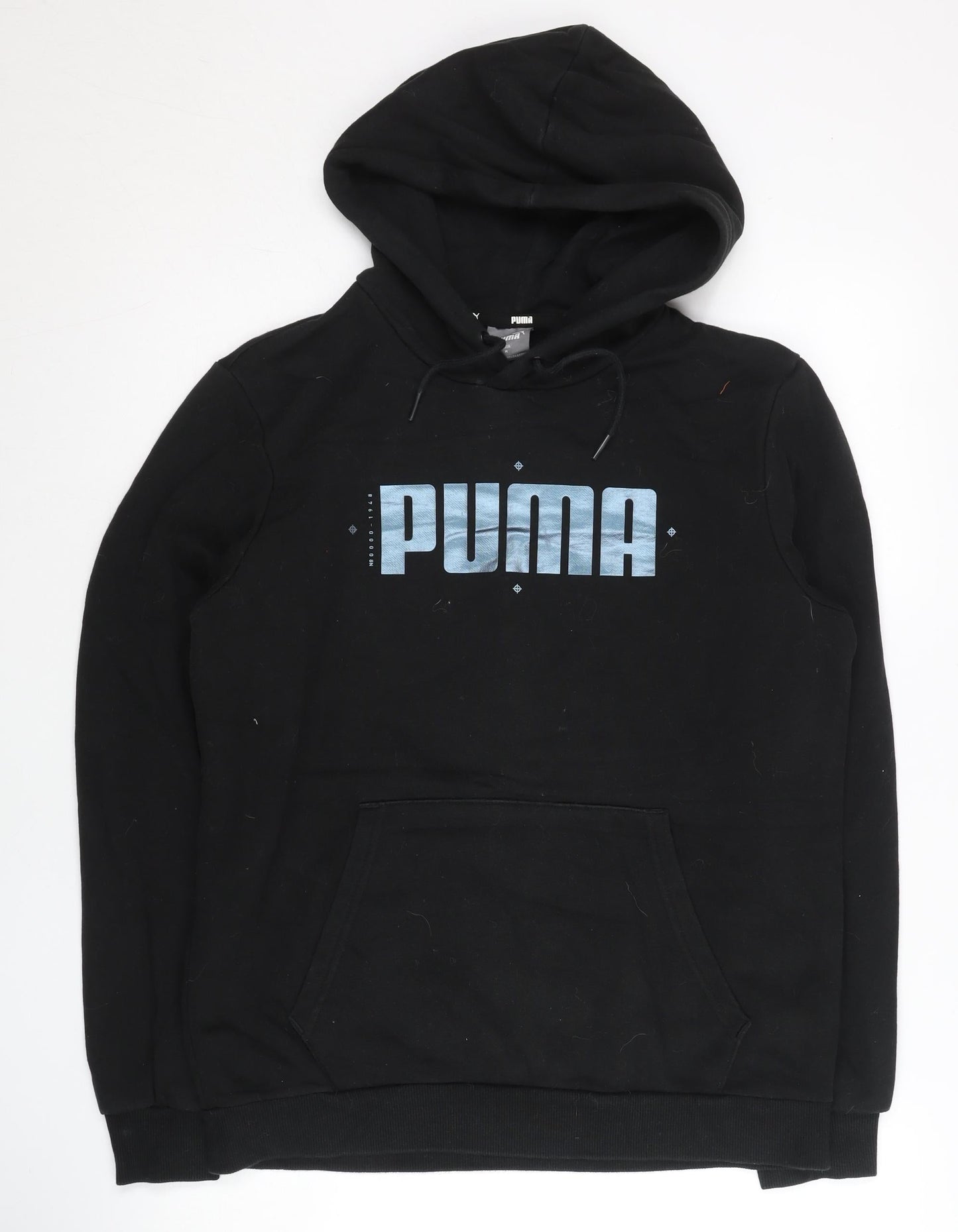 Puma Unisex Black Pullover Hoodie Size S Cotton Blend Sportswear