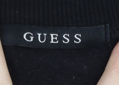 Womens UK XS Regular GUESS Black Pullover Sweatshirt