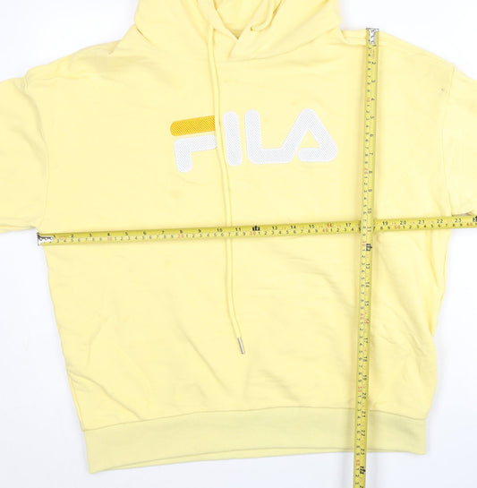 Fila Women’s Yellow Pullover Hoodie Sweatshirt Size M Cotton Logo