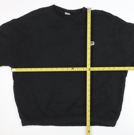 Puma Womens Black Cotton Sweatshirt M Pullover Crew Neck Logo