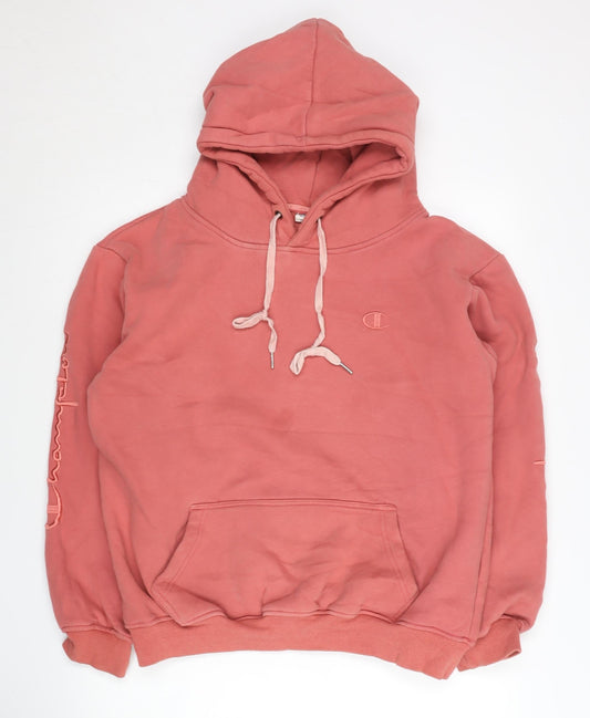 Champion Women’s Pink Pullover Hoodie Size L Logo Drawstring