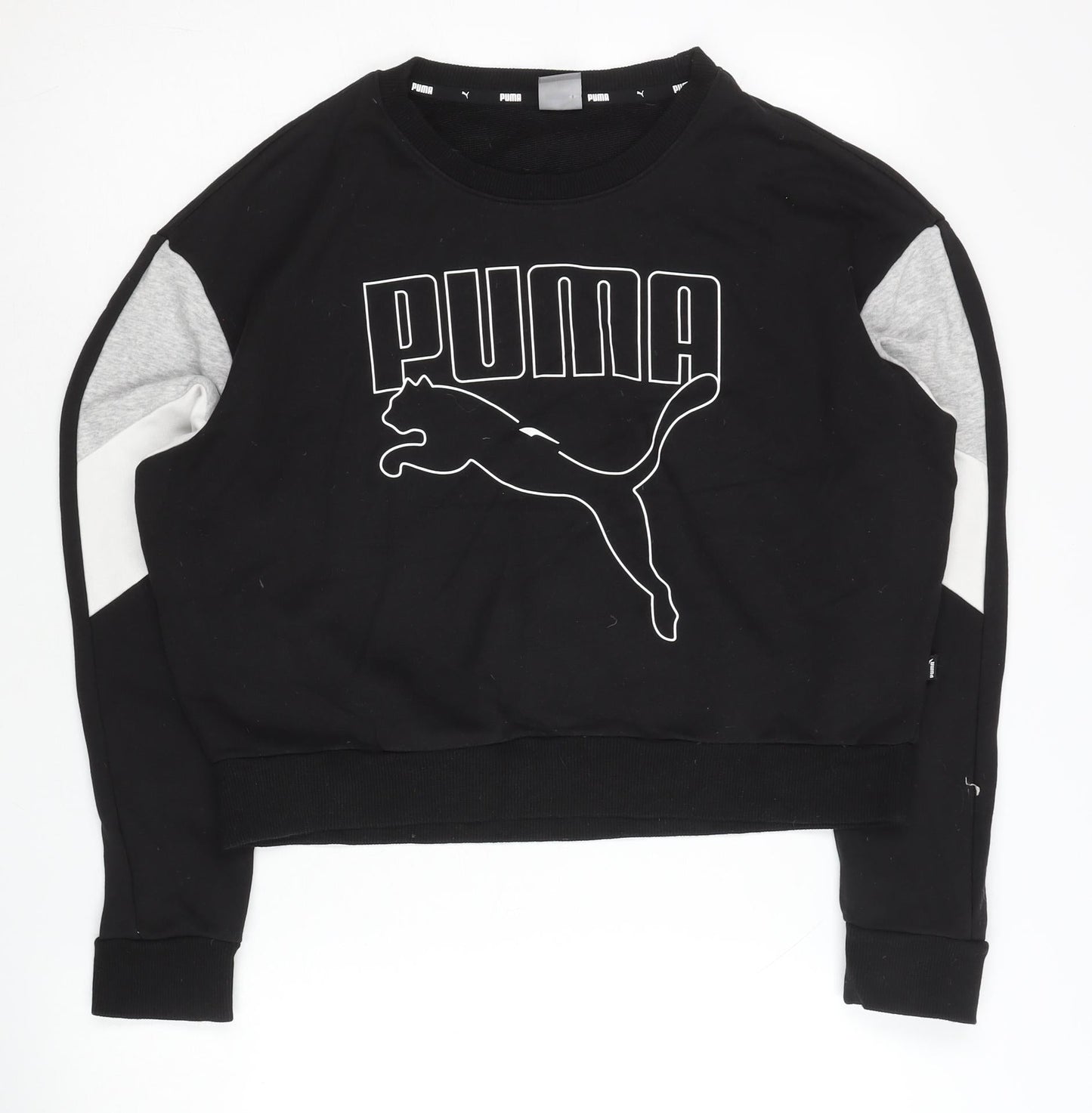 Puma Womens Black Sweatshirt M Pullover Logo Long Sleeve Sportswear