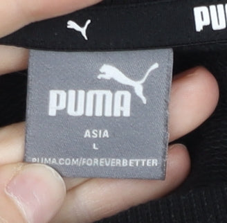 Puma Womens Black Sweatshirt M Pullover Logo Long Sleeve Sportswear