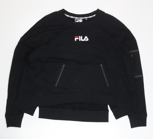 FILA Women’s Black Logo Pullover Sweatshirt Size 8 Regular Fit