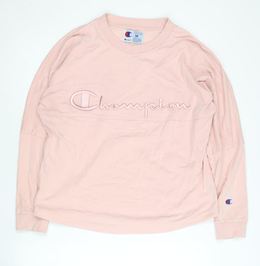 Champion Women’s Pink Pullover Sweatshirt M Logo Embroidered