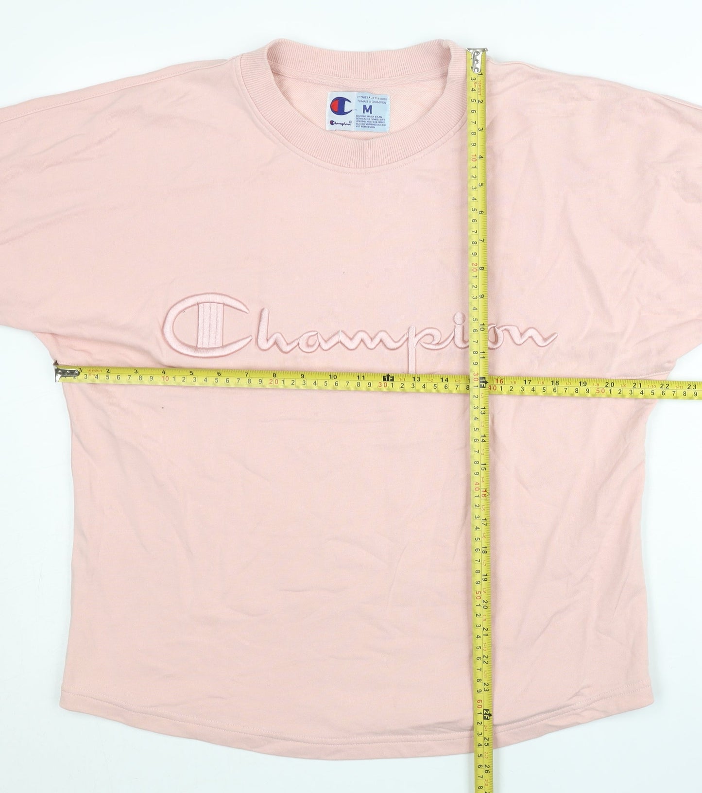 Champion Women’s Pink Pullover Sweatshirt M Logo Embroidered
