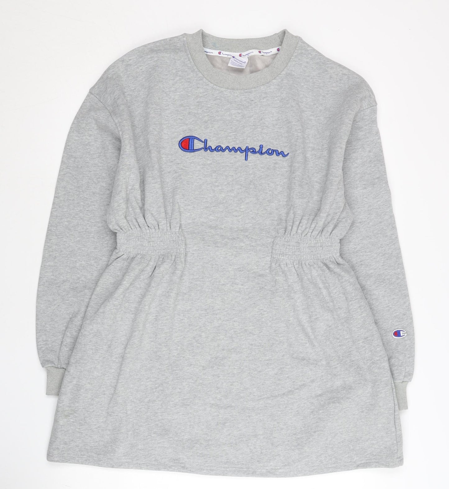 Champion Women’s Grey Tunic Sweatshirt Medium Logo Elastic Waist