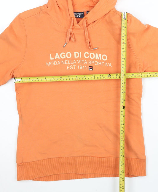 Fila Women’s Orange Pullover Hoodie Size 8 Logo Sportswear