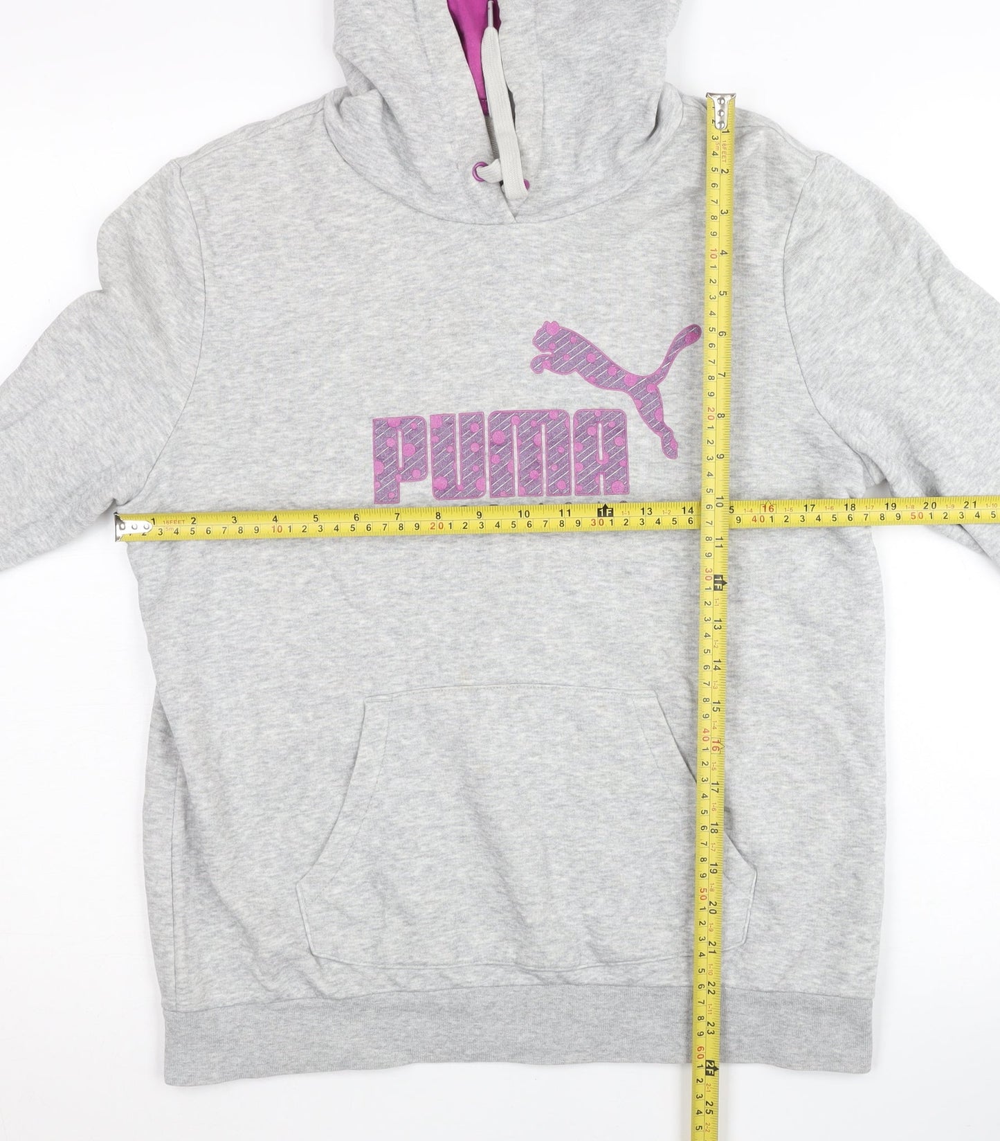Puma Womens Grey XL Pullover Hoodie Sweatshirt Logo Sportswear