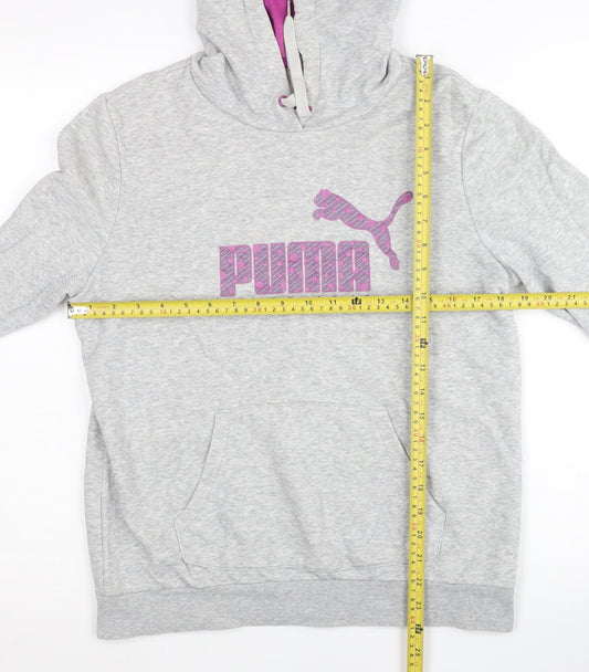 Puma Womens Grey XL Pullover Hoodie Sweatshirt Logo Sportswear