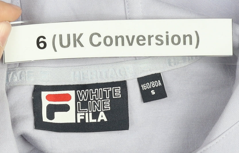 Fila Women’s Purple Tunic Hoodie Size 6 UK Long Sleeve Zip Pocket