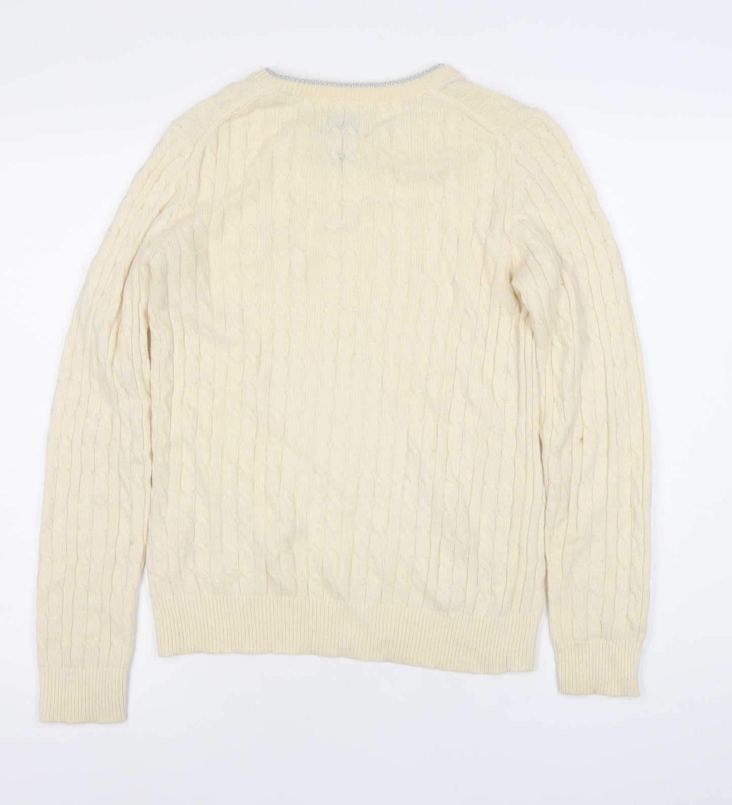 Jack Wills Womens Ivory Cable-Knit Cotton Jumper Size 12