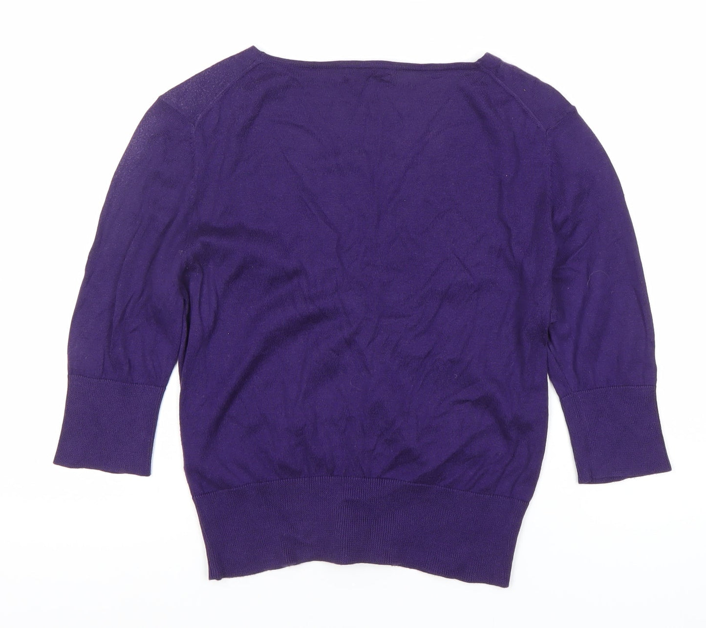 Hobbs Womens Purple Cotton V-Neck Cardigan Size 12