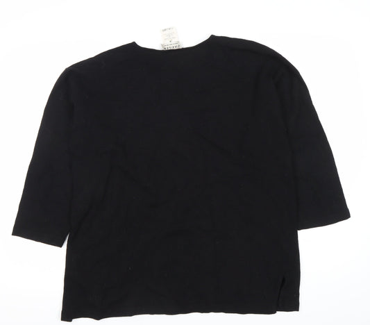 Additional front view of Jaeger Men’s Black Wool Viscose jumper M 3/4 Sleeve