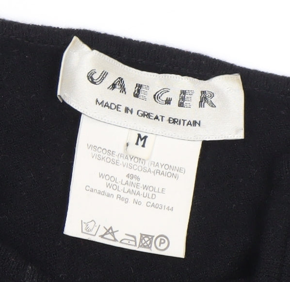 Brand and care label for Jaeger Men’s Black Wool Viscose jumper M 3/4 Sleeve