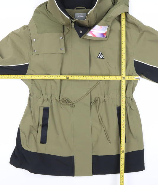 Li-Ning Womens Green Hooded Anorak Jacket Size S Mid-Length Outdoor