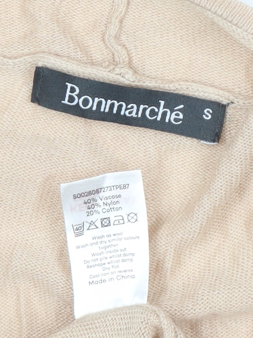 Bonmarché Women’s Beige Knit Open Front Long Sleeve Cardigan Size S