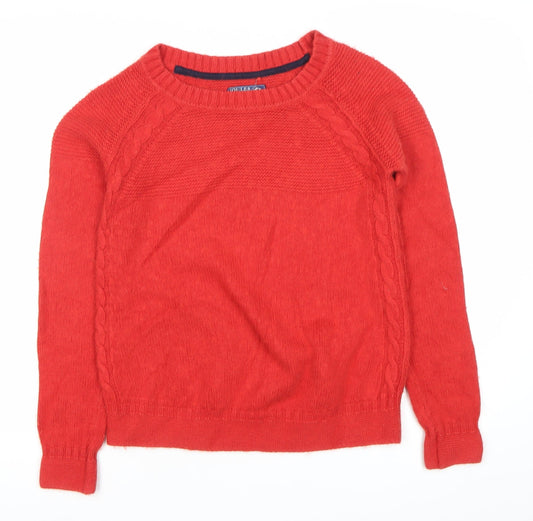Joules Women’s Red Cable-Knit Crew Neck Jumper Size 12