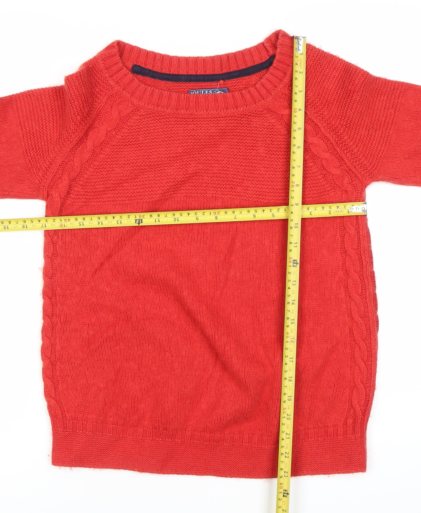 Joules Women’s Red Cable-Knit Crew Neck Jumper Size 12