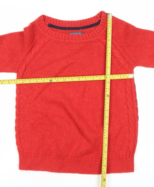 Joules Women’s Red Cable-Knit Crew Neck Jumper Size 12