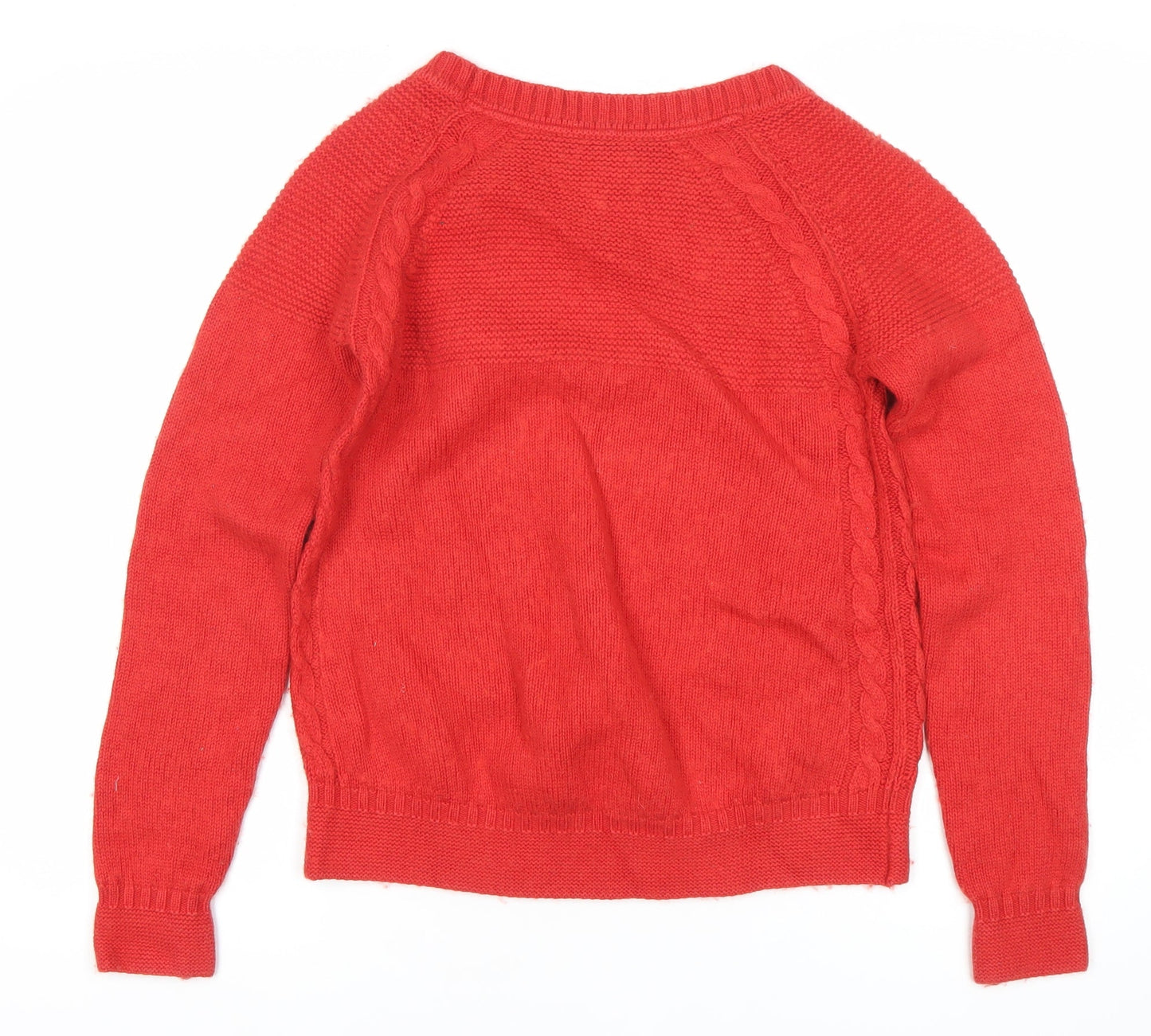 Joules Women’s Red Cable-Knit Crew Neck Jumper Size 12