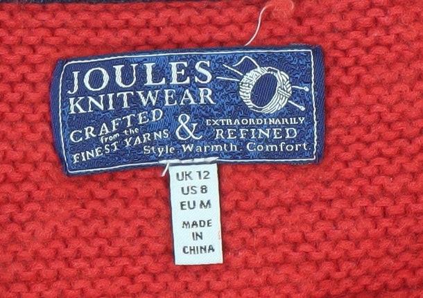 Joules Women’s Red Cable-Knit Crew Neck Jumper Size 12