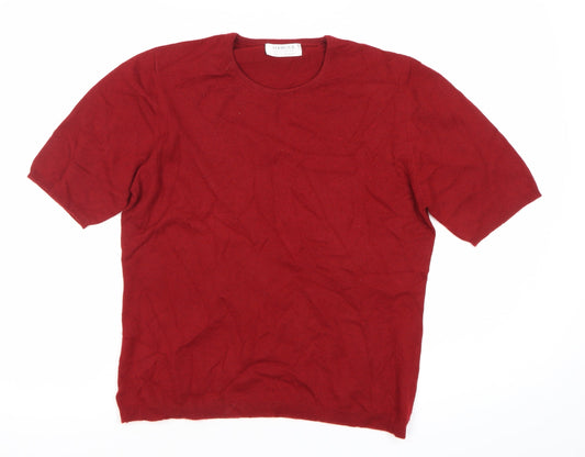 Hawick Women Red Cashmere Short Sleeve Knit Top XL
