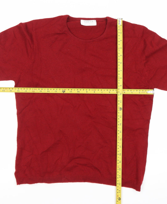 Hawick Women Red Cashmere Short Sleeve Knit Top XL