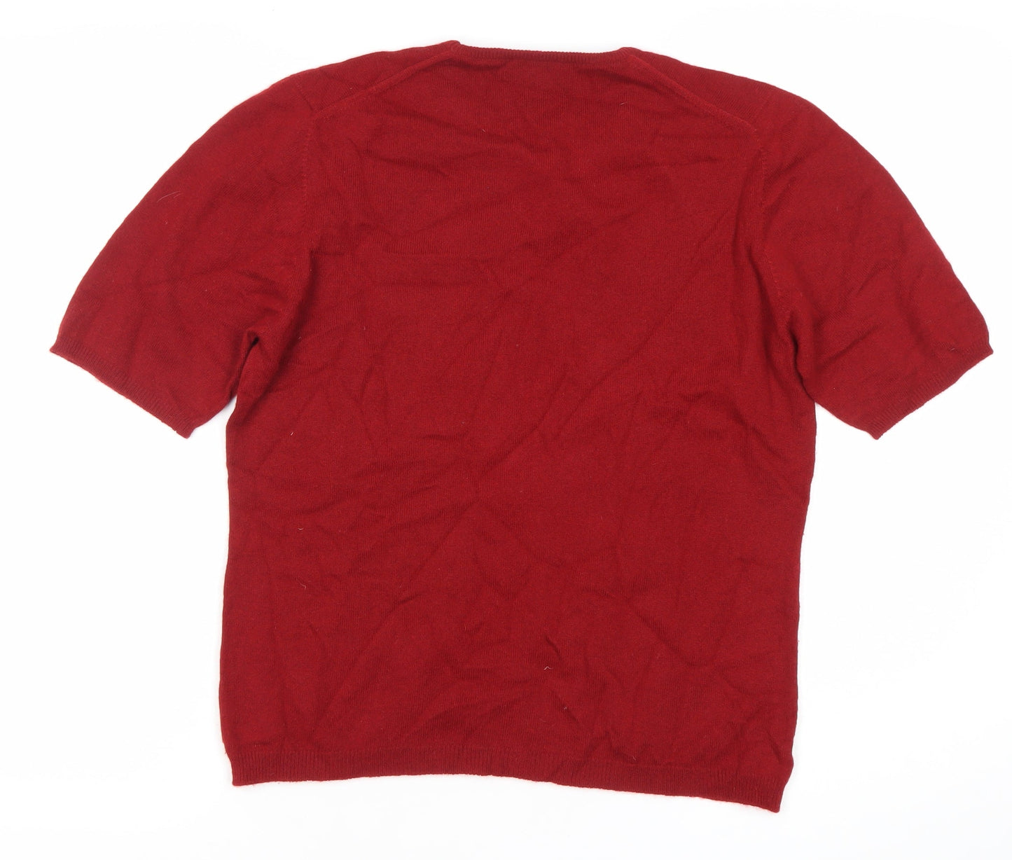 Hawick Women Red Cashmere Short Sleeve Knit Top XL
