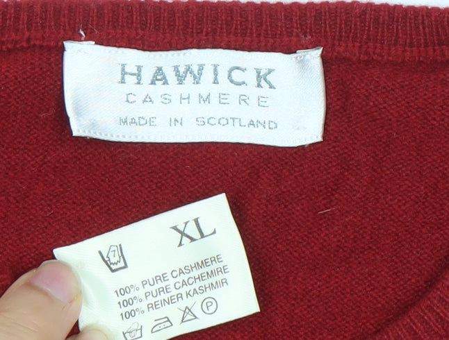 Hawick Women Red Cashmere Short Sleeve Knit Top XL