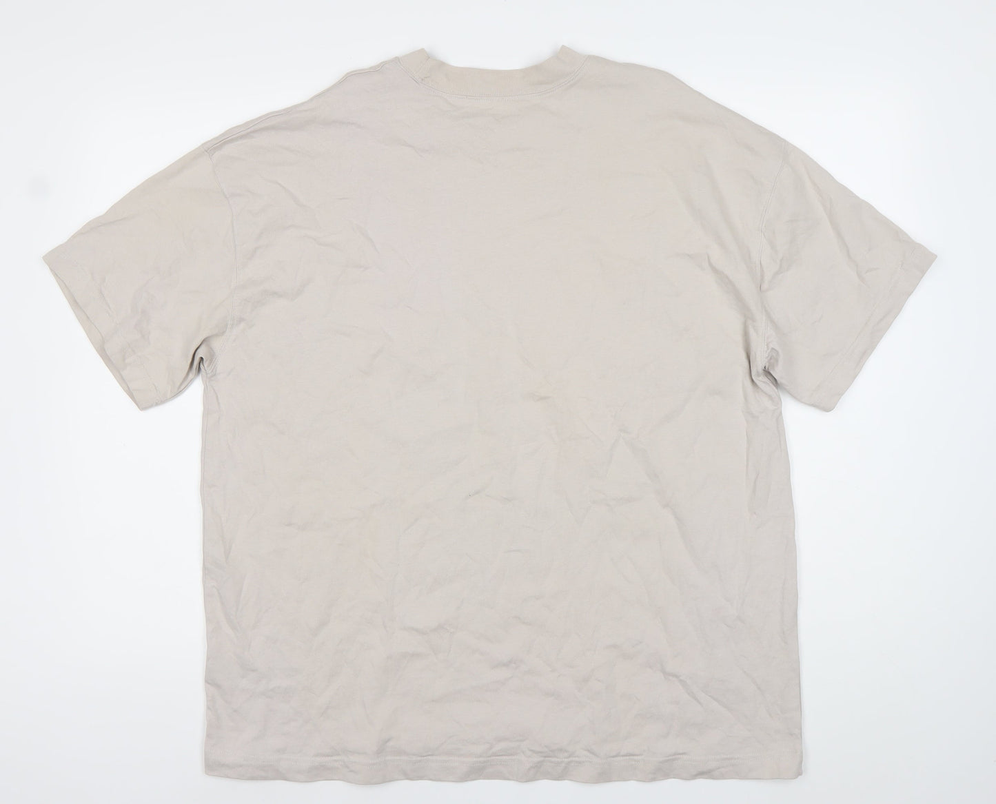 AllSaints Men's Beige Crew Neck Cotton T-Shirt Size M